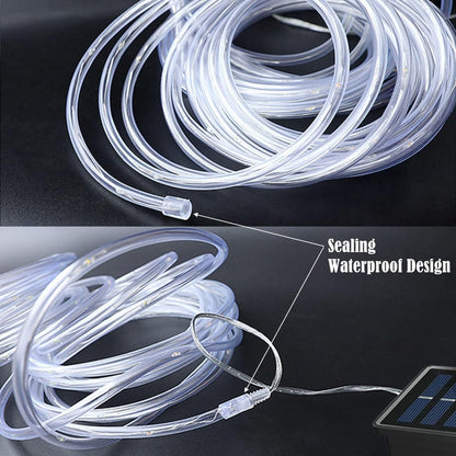 16.5 50 RUICHEN Solar Rope Lights Outdoor String Lights, Ft LED Tube Light Waterproof Copper Wire Fairy Lights