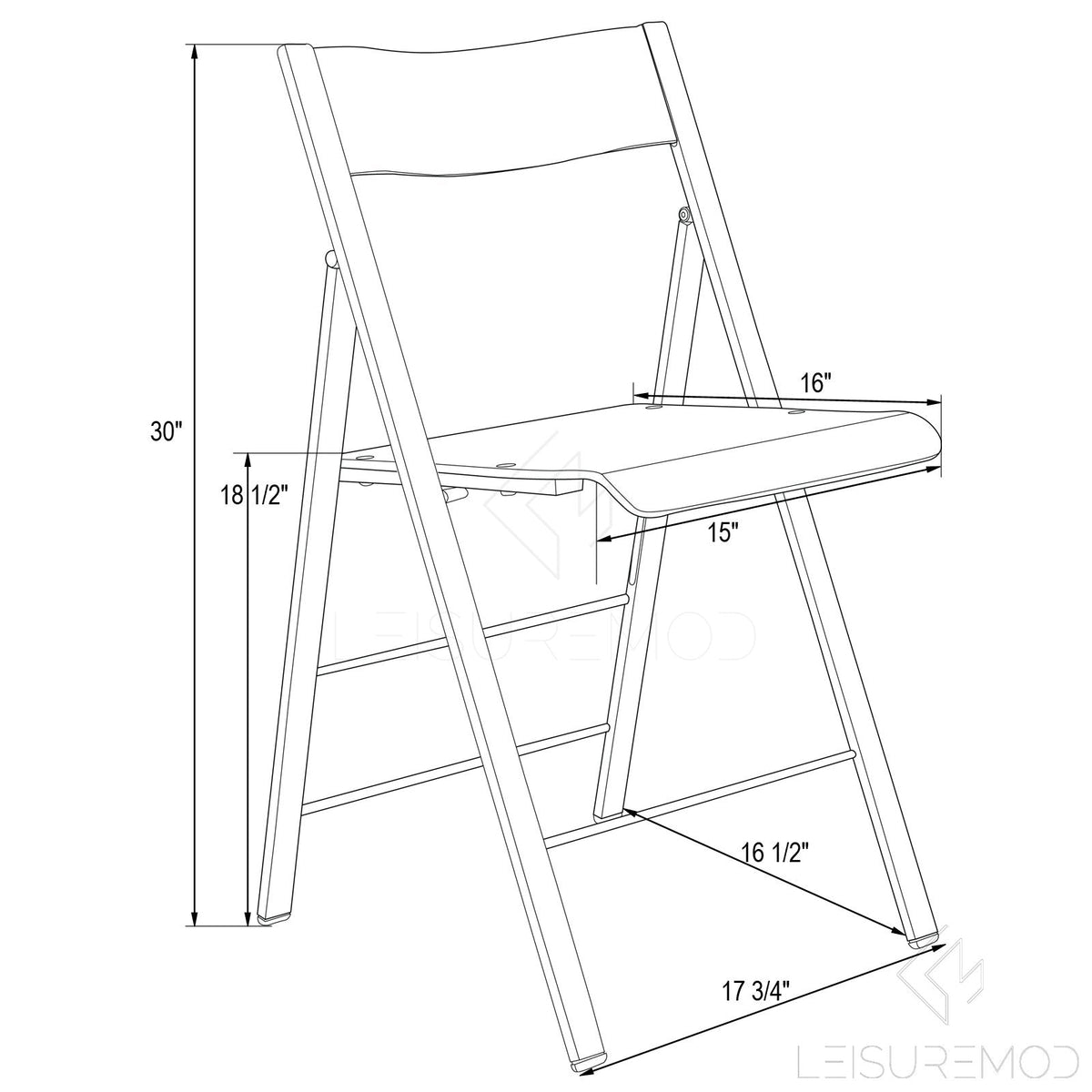 LeisureMod Transparent Acrylic Folding Chair, Lightweight Iron Chrome Base, Comfortable Clear Desk Chair, No Assembly Needed (Set of 2) in Clear