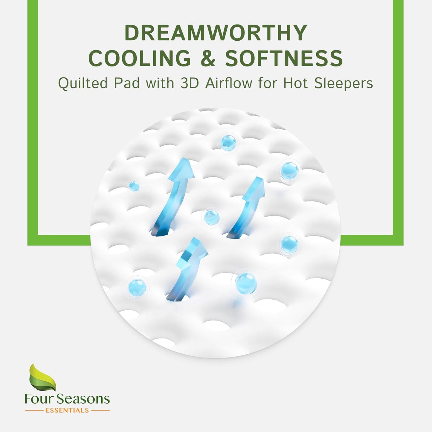 Queen Size Waterproof Mattress Protector - Four Seasons Essentials Cooling Viscose Bamboo Fitted Sheet Cover
