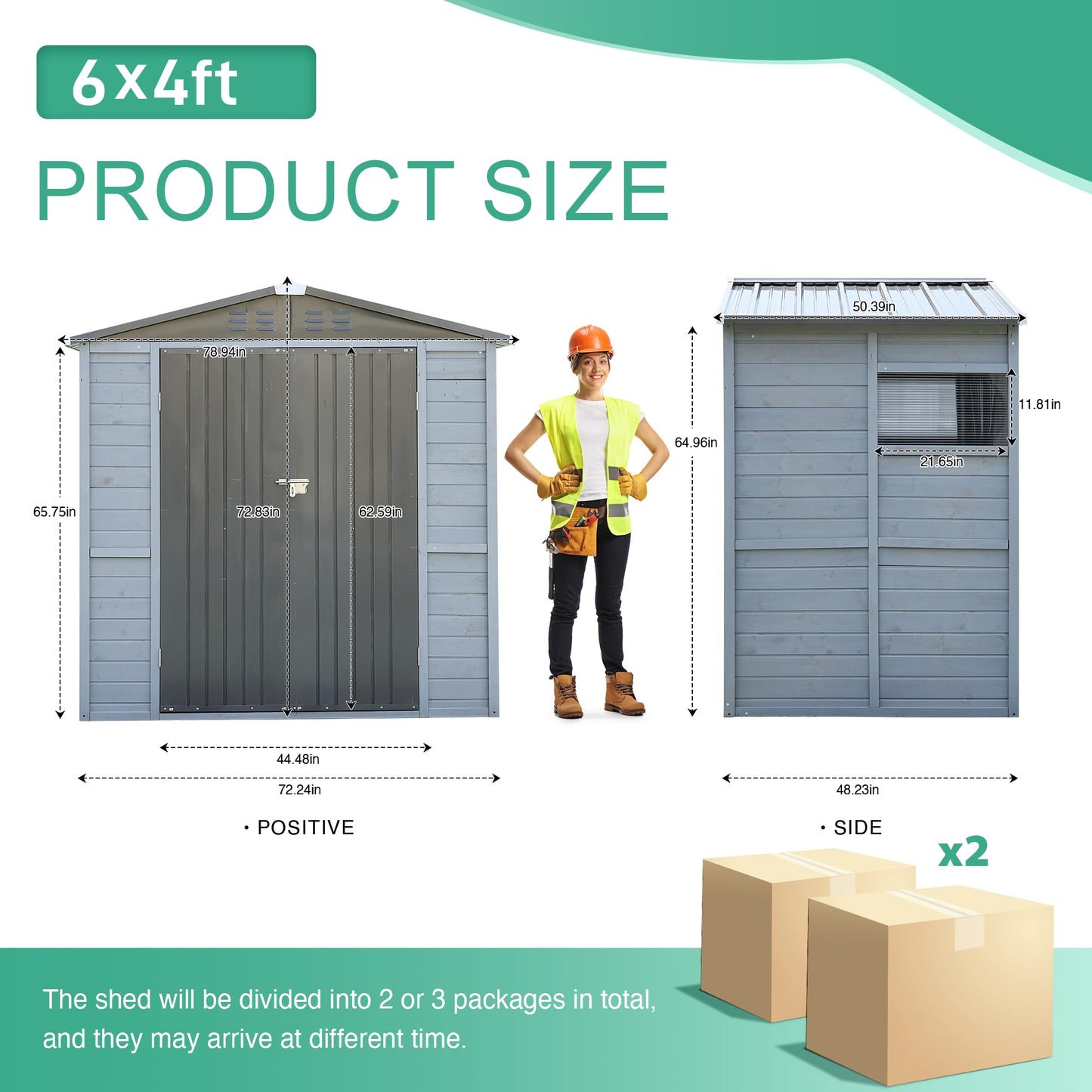 Jaxenor 6x4 FT Outdoor Wood Storage Shed, Garden Tool Shed with Windows, Outside Storage Shed Waterproof for Backyard, Garden, Patio, 4 Vents (Without Floor) Gray