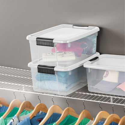 Sterilite 12-Pack Ultra Latching Storage Bins - Clear Plastic 18 Quart Heavy-Duty Organizers for Home & Office
