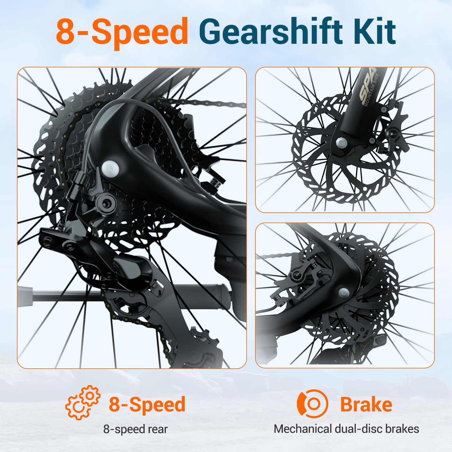 SPATIAL Mountain Bike/Fat Tire, 24/26/27.5/29 Inch Outdoor Cycling Bike, 8/21 Speed Lightweight Aluminum Frame | Dual Disc Brakes, Adjustable Ergonomic Seat for Adult Teens (Black, 27.5'')