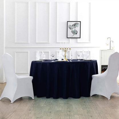 108 Inch Round Tablecloth - Washable Polyester Decorative Table Cover for Wedding Party Dining (Navy)