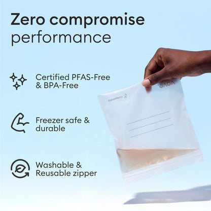 Vove Compostable Snack Bags 50 Ct – PFAS-Free, BPI Certified, Freezer Safe with Airtight Seal for Snacks & School Lunches, Plant-Based