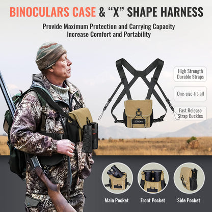 10x42 Ultra HD Binoculars with Phone Adapter and Harness - 24mm Large View Eyepiece, Edge-to-Edge Sharpness, 6.5° Wide Angle Field of View - Lightweight Waterproof Binoculars for Bird Watching Huntin1