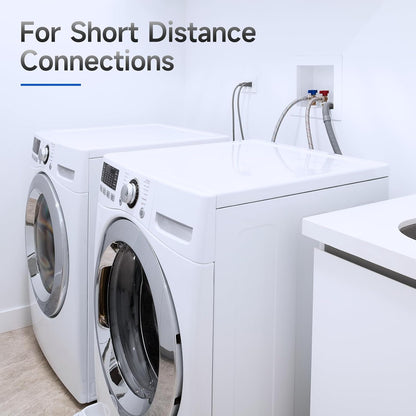 JUWO 4 FT Washing Machine Hoses, 3/4" FHT Stainless Steel Washer Hoses for Short-Distance Water Supply, Red & Blue