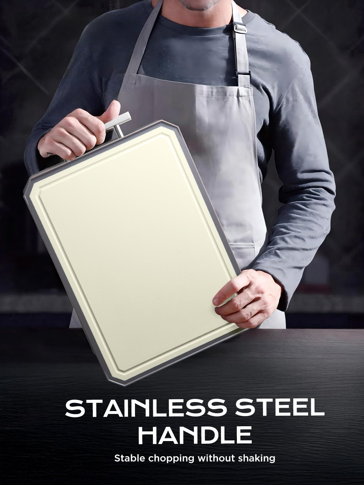 SNOWCLAD Stainless Steel Cutting Board,Double Sided Steel Bread Boards for kitchen,Stainless Steel/Wheat straw pp Large Board for meat,non toxic Chopping,16 * 11 Inch,Dishwasher Safe