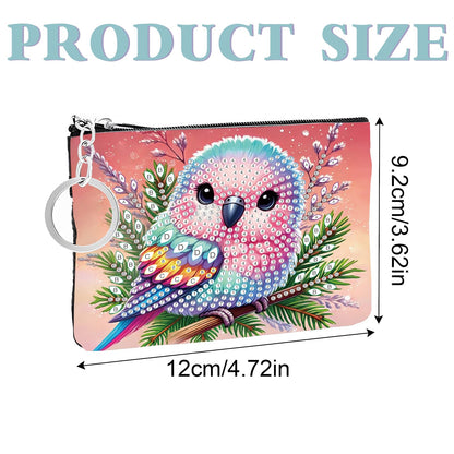 JZHYOAN Animal Diamond Painting Small Coin Purse for Women DIY Bird Coin Pouch Coin Purse with Zipper and Keyring Diamond Art Purses and Wallets Gem Art Handbags Wallet Keychain for Cards Keys Craft
