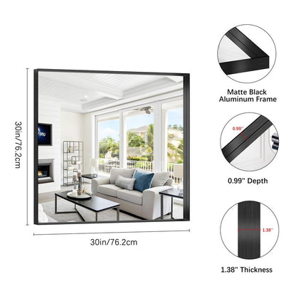 Black Bathroom Mirror, 30x30 Inch Rectangular Framed Mirror, Large Wall Mounted Bathroom Vanity Mirror Over Sink for Bedroom,Restroom, Living Room, Hangs Vertically or Horizontally