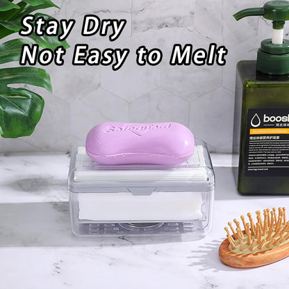 LELEMON Soap Dish with Drain: Multifunctional Soap Cleaning Storage Box for Home Bathroom and Kitchen.
