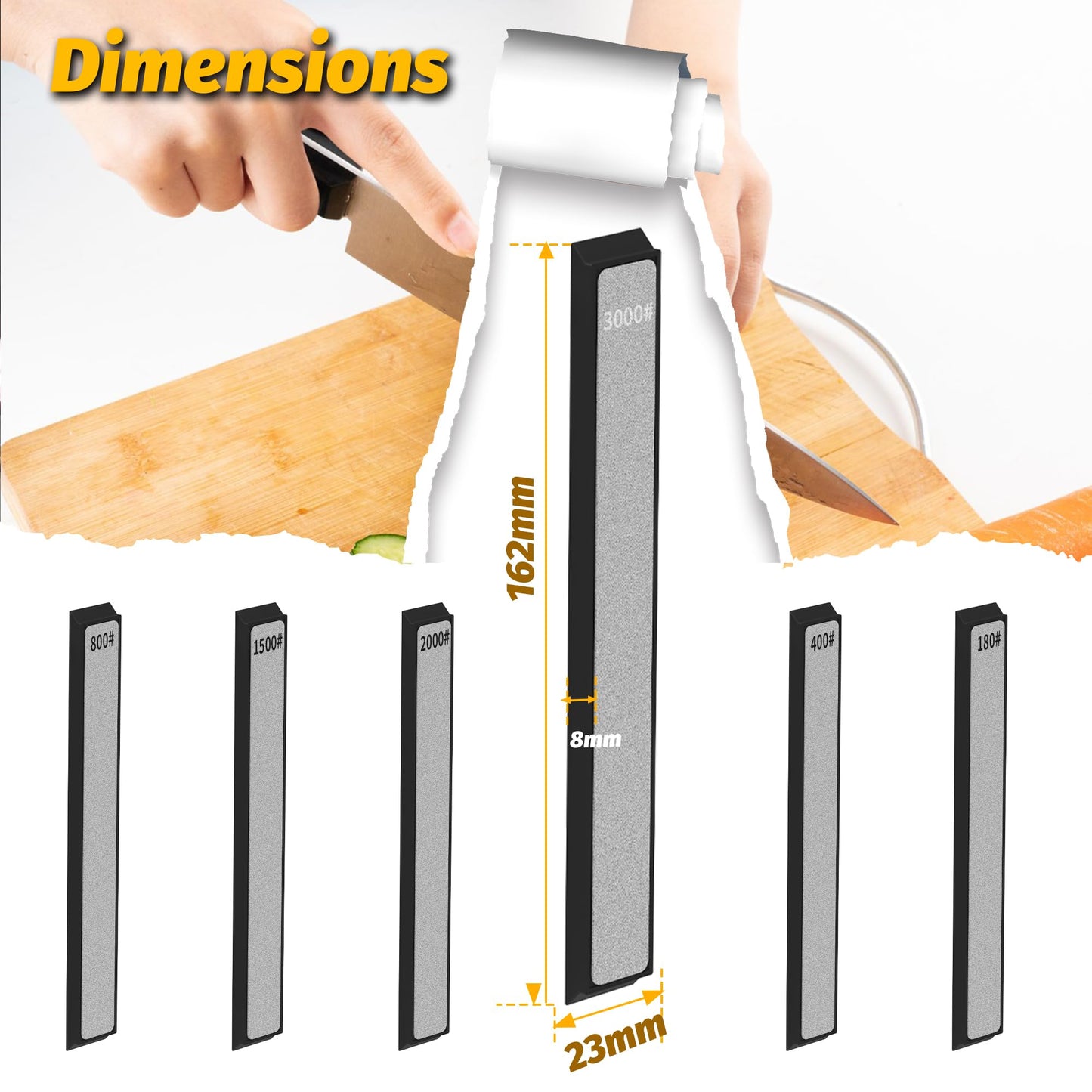 XARILK 6 PCS Diamond Knife Sharpening Stones Set, Diamond Plates Kit for XARILK type Sharpeners System, 180# 400# 800# 1500# 2000# 3000# Grit