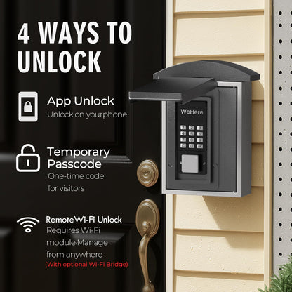 WeHere Key Lock Box Wall Mount, Smart Digital Lockbox with Key Drop Slot, Multi-Point Latch, OTP/Bluetooth/Wi-Fi Access,Key Safe Security Storage for House Outside, Realty Business, Apartment, Store