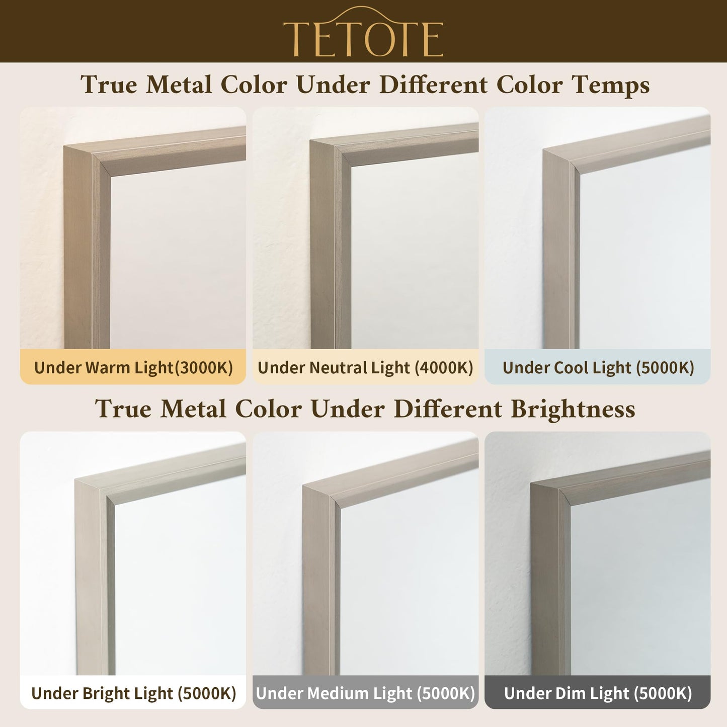 TETOTE Brushed Nickel Vanity Mirror for Bathroom 60" x 36" Beveled Frame Rectangle Bathroom Mirror for Over Sink Brushed Nickel, Tempered Glass, Stronger Frame, Modern Farmhouse Bedroom, Entryway