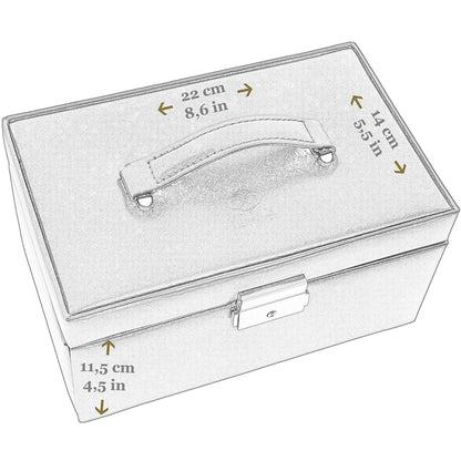 Time Resistance Jewelry Box - Full Grain Leather Jewellery Organizer - Accessories Storage - Key Lock Box for Women (Cognac Brown)