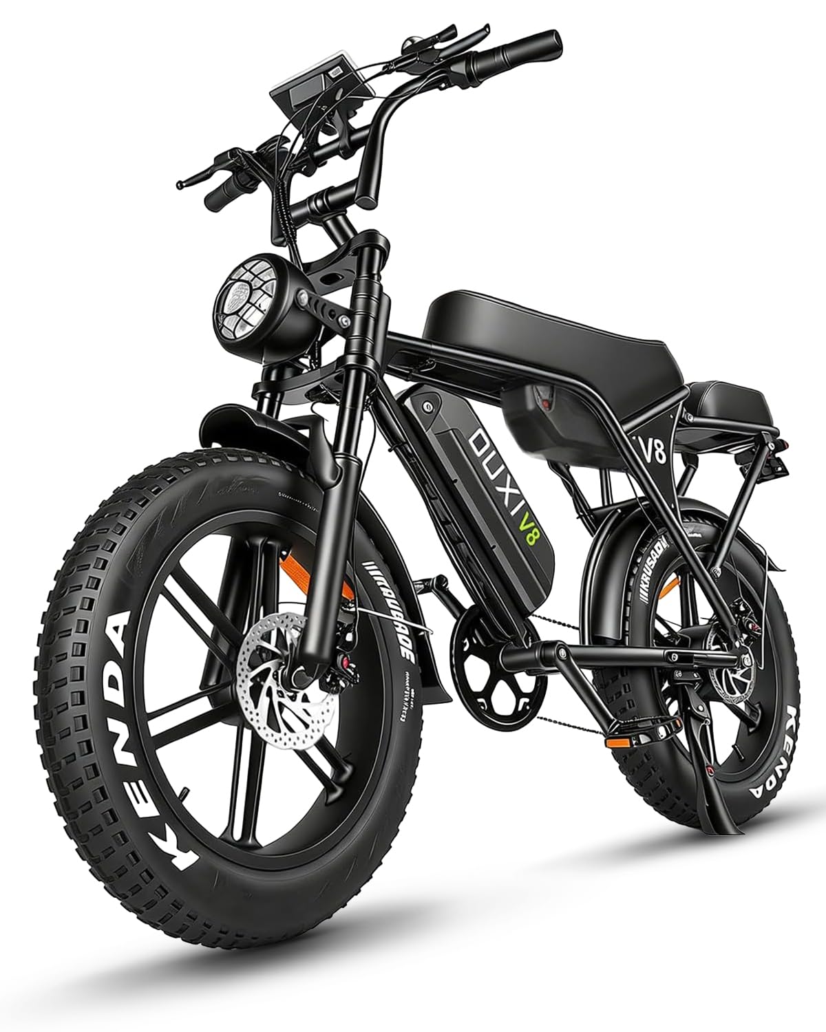 OUXI V8 Max Electric Bike for Adults, Electric Mountain Bike with Dual 48V 15Ah Removable Larger Battery, Peak 1000W Motor Adult Electric Bicycles, 20''x 4.0 Fat Tire E Bike, Hydraulic Brakes