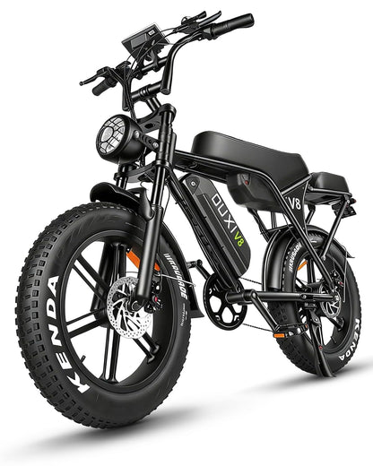 OUXI V8 Max Electric Bike for Adults, Electric Mountain Bike with Dual 48V 15Ah Removable Larger Battery, Peak 1000W Motor Adult Electric Bicycles, 20''x 4.0 Fat Tire E Bike, Hydraulic Brakes