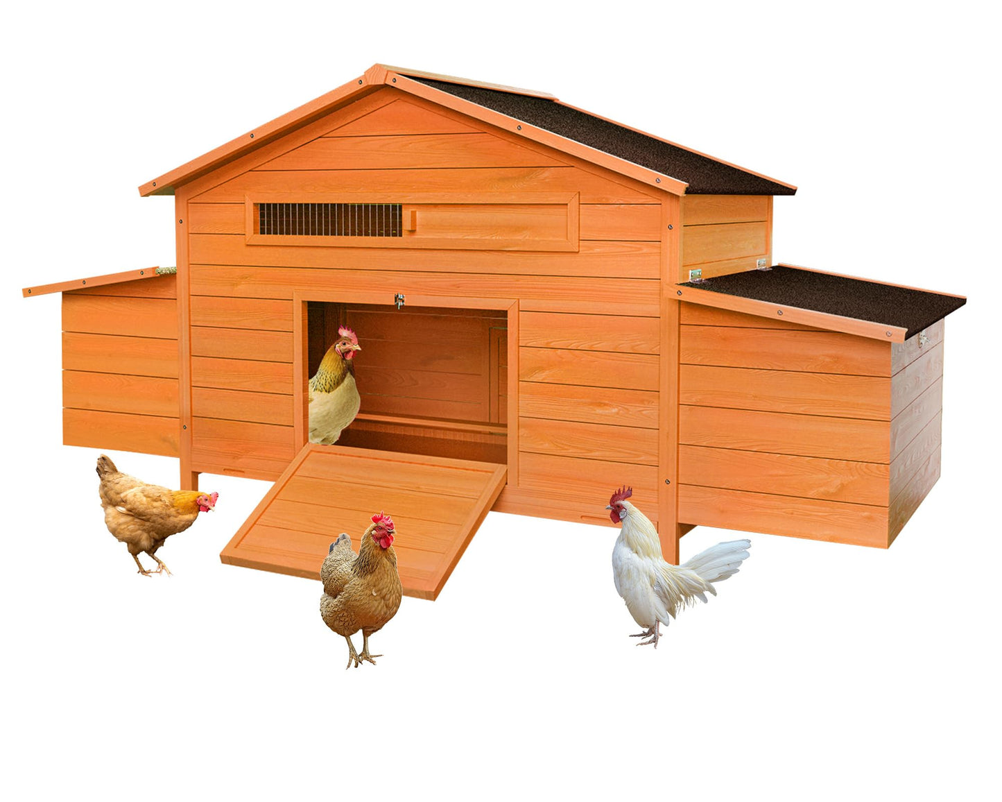 Yafylly 70" Chicken Coop for 2-4 Chickens Outdoor Wooden Hen House Poultry Pet Hutch for Backyard with Nesting Box, Wood