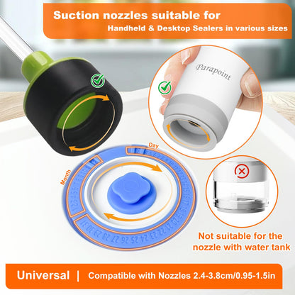 PARAPOINT Vacuum Seal Borosilicate Glass Containers for Food Storage, 4 Sizes (S M L XL) Compatible with Desktop and Handheld Vacuum Sealer Machines, Airtight Lid Set
