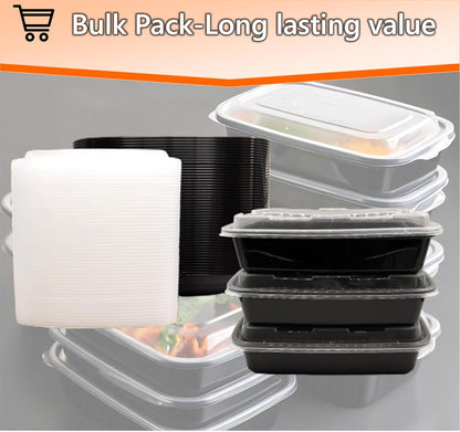 Mr Miracle Meal Prep Containers with Lids, 50 Pack, 38 Oz Leakproof Disposable Food Containers