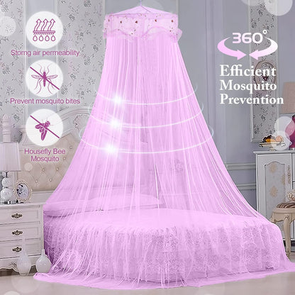 Jeteventy Bed Canopy for Girls, Princess Bed Curtain Net for Single to King Size, Quick Easy Installation (Purple)