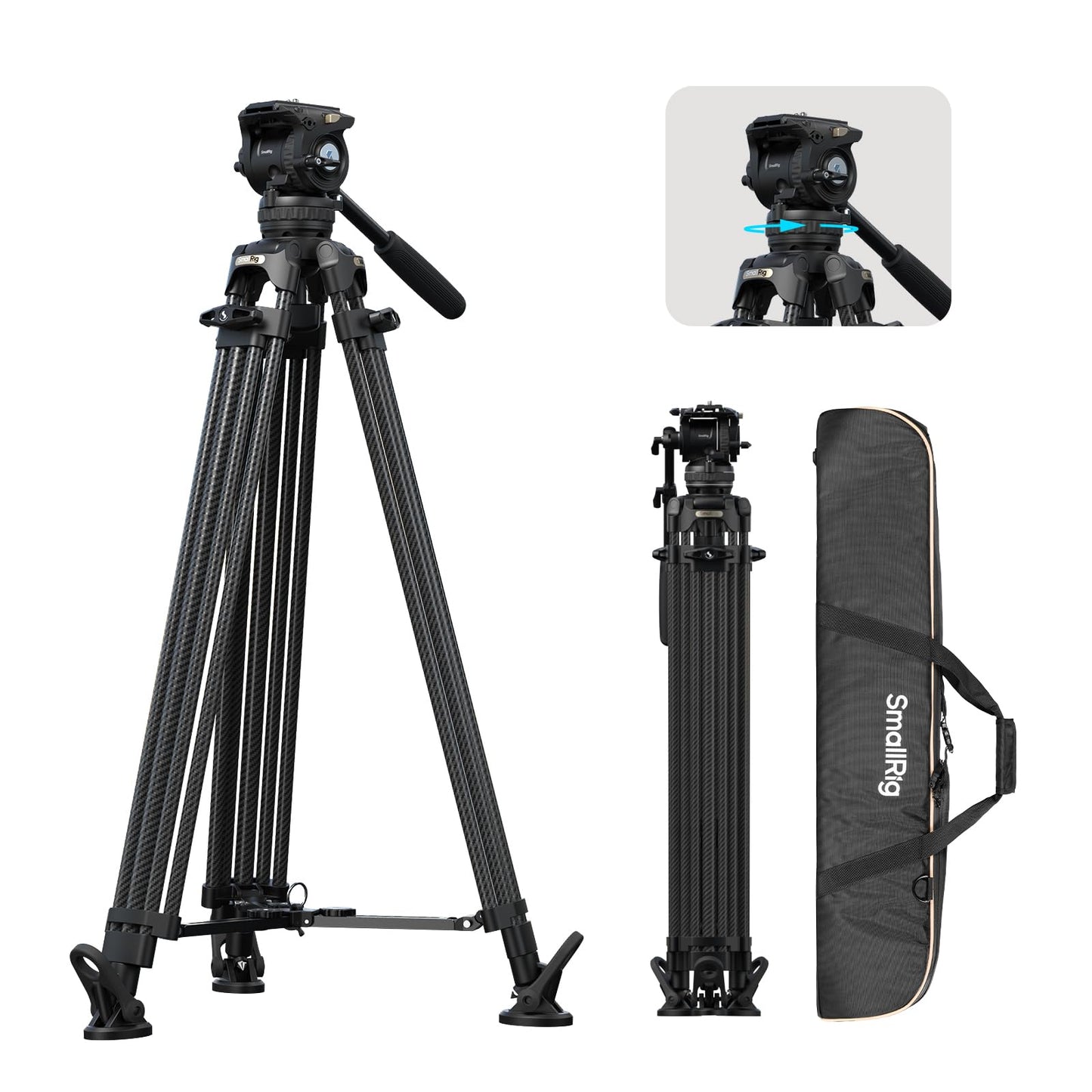 SmallRig 84''/214cm FreeSpeed Carbon Fiber Counterbalance Video Tripod, Heavy-Duty Camera Tripod with 6-Step Counterbalance, 4-Level Tilt/Pan Damping, Dual-Mode QR Plate, Max Load 22lbs - 5580