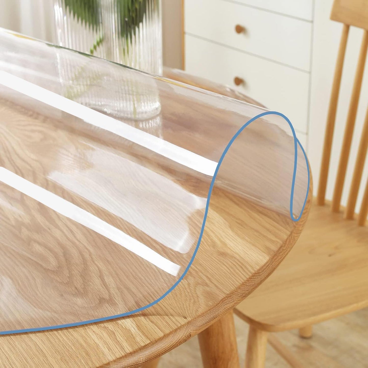 28 Inch PoPoTo Dia Clear Round Table Cover Protector Mat Sofa Side Dining Coffee End Tabletop Protector PVC Plastic
