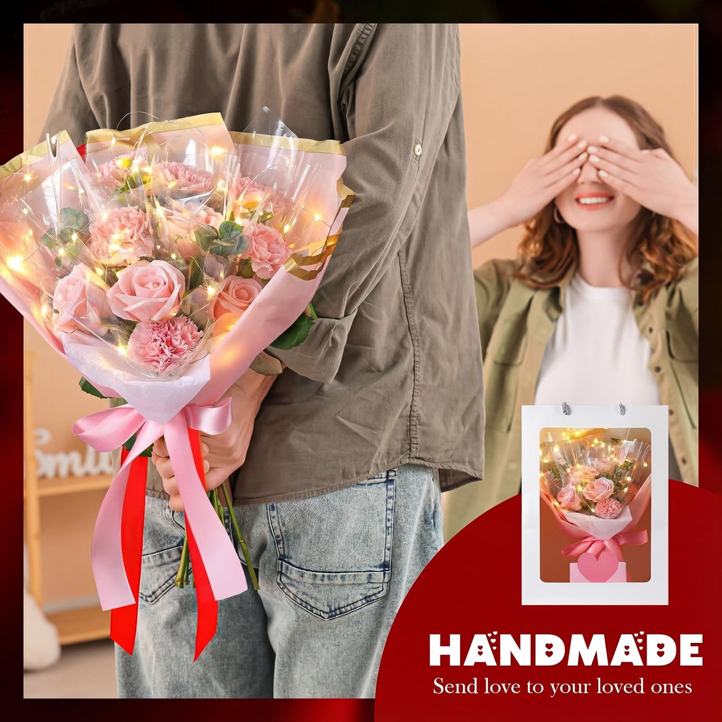 Thiccywoov Mother's Day Flower Bouquet Kit for Her 2026 DIY Artificial Flower Bouquets Rose Bouquet Gift with Bag for Birthday, Anniversary Present for Wife Grandma