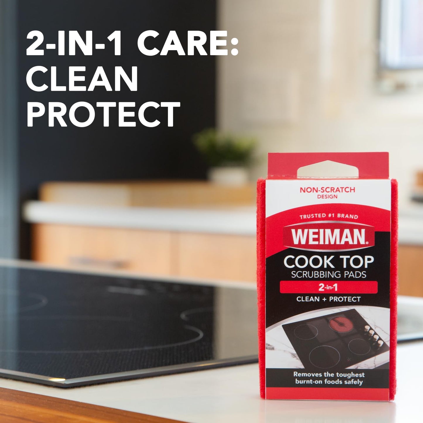 Weiman Ceramic and Glass Cooktop Cleaner - Heavy Duty Cleaner and Polish (10 Ounce Bottle and 3 Scrubbing Pads)