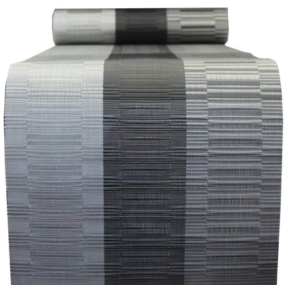 PIGCHCY Elegant Placemats with Matching Table Runner,Washable Vinyl Woven Table Mats Sets(6pcs Placemats+1pcs Table Runner, Black)
