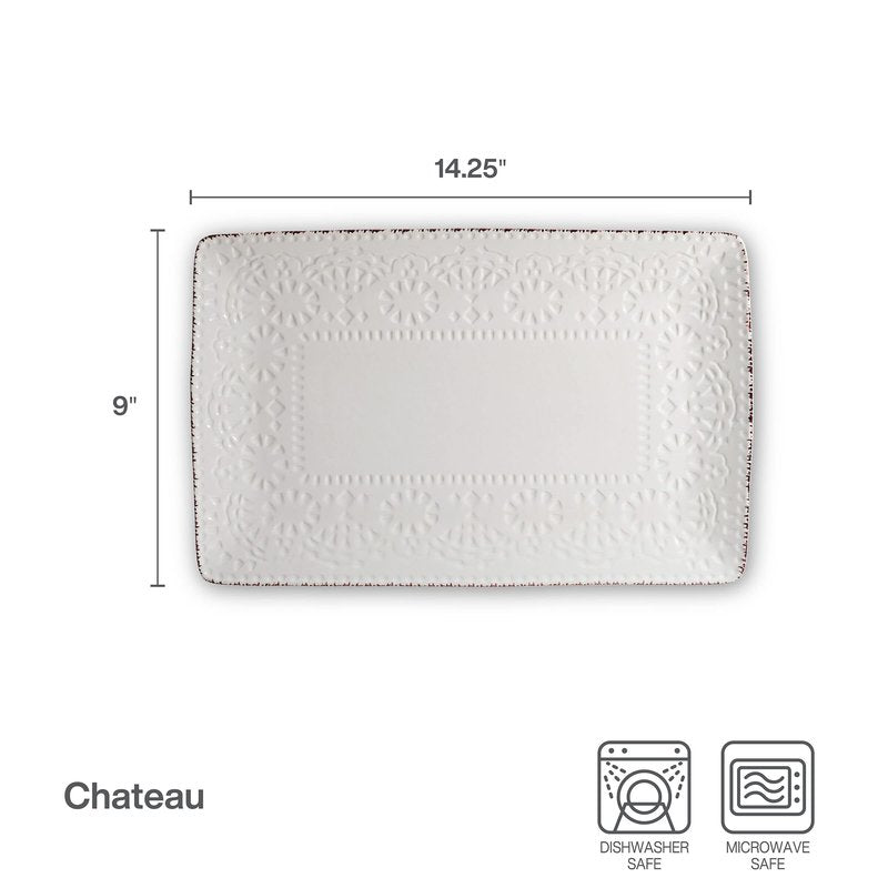 Pfaltzgraff Chateau Serve Platter, 14.25 Inch, Blue and White,Cream
