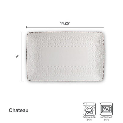 Pfaltzgraff Chateau Serve Platter, 14.25 Inch, Blue and White,Cream