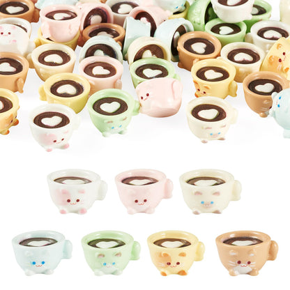 Craftdady 42Pcs Mini Resin Coffee Cups Charms Cute Cat Cup Charms Miniature Coffee Mug Tiny Drink Ornaments 7 Colors for DIY Earring Keychain Necklace Jewelry Making 18.5x20.5mm