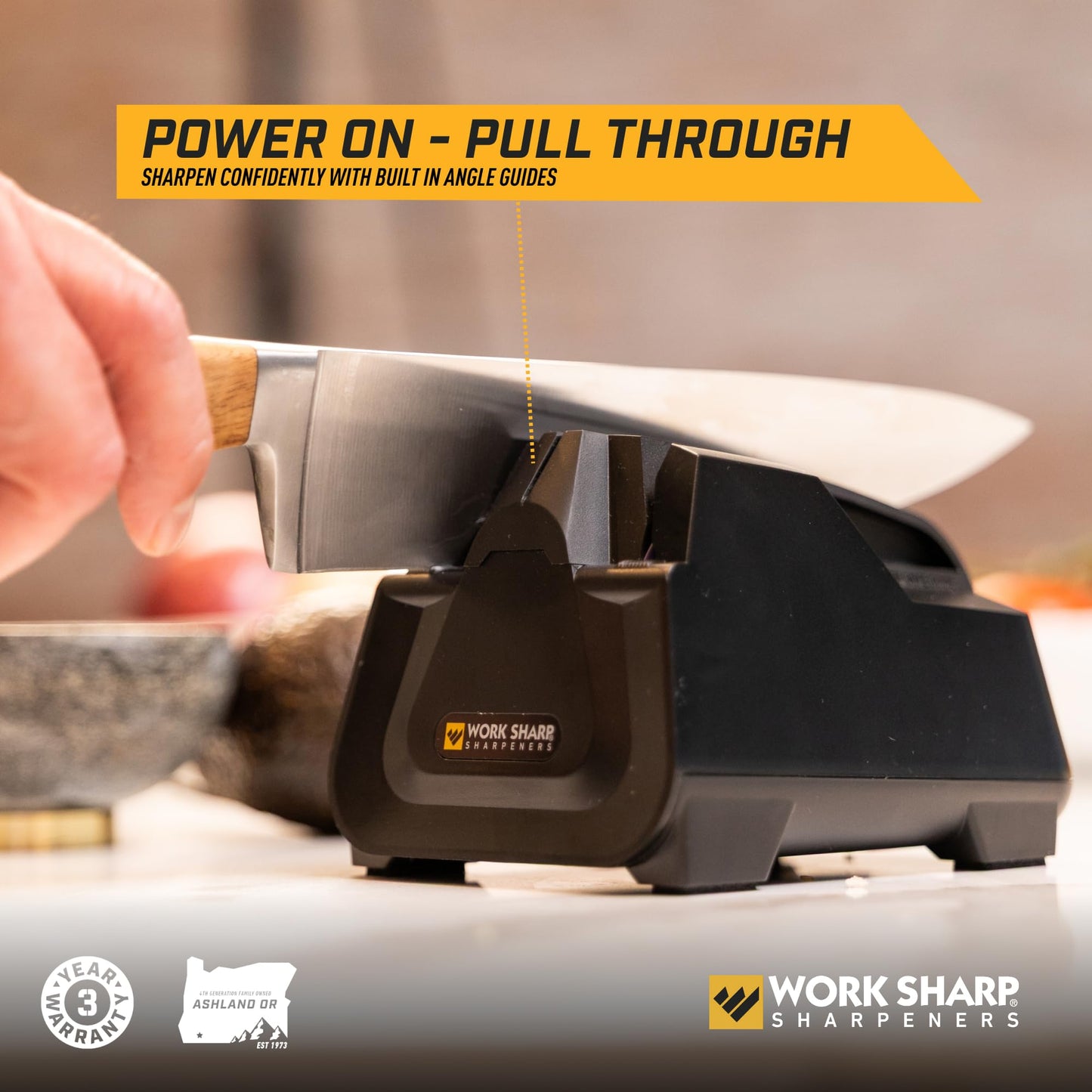 Work Sharp Electric Kitchen Knife Sharpener - Get knives ready for cookouts and BBQ's- Fits in Kitchen Drawer, Sharpens every time, fast & easy