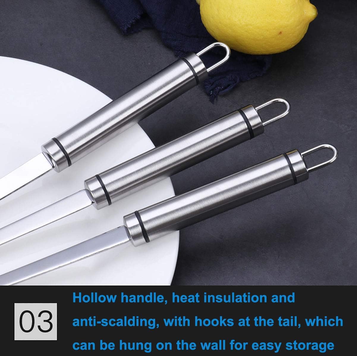 Fine Mesh Strainers, SUS 304 Premium Stainless Steel Kitchen Colander Sieve, Hand-held Oil Spoon with Good Grip