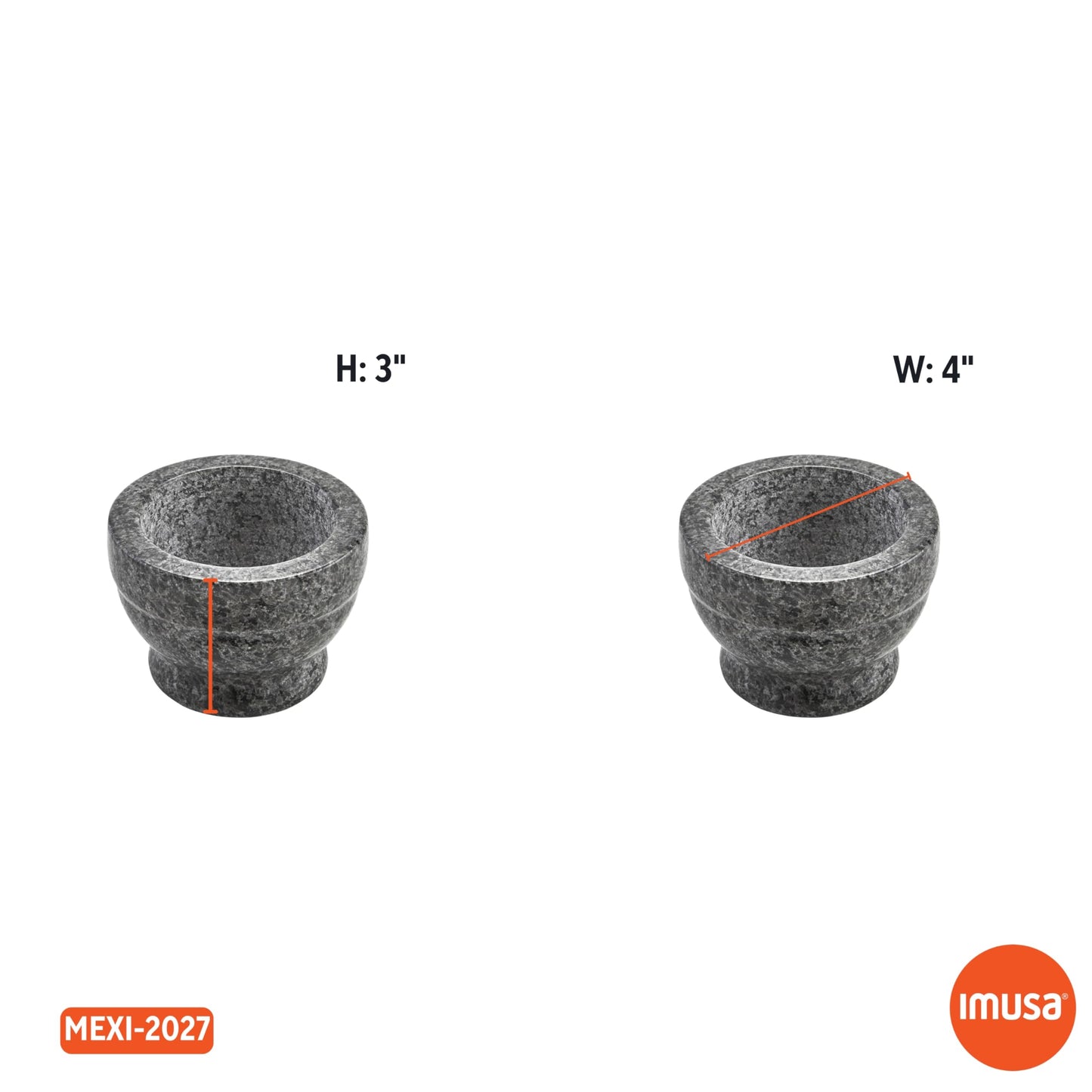 IMUSA USA Small Polished Mortar and Pestle, 3.75”, Granite