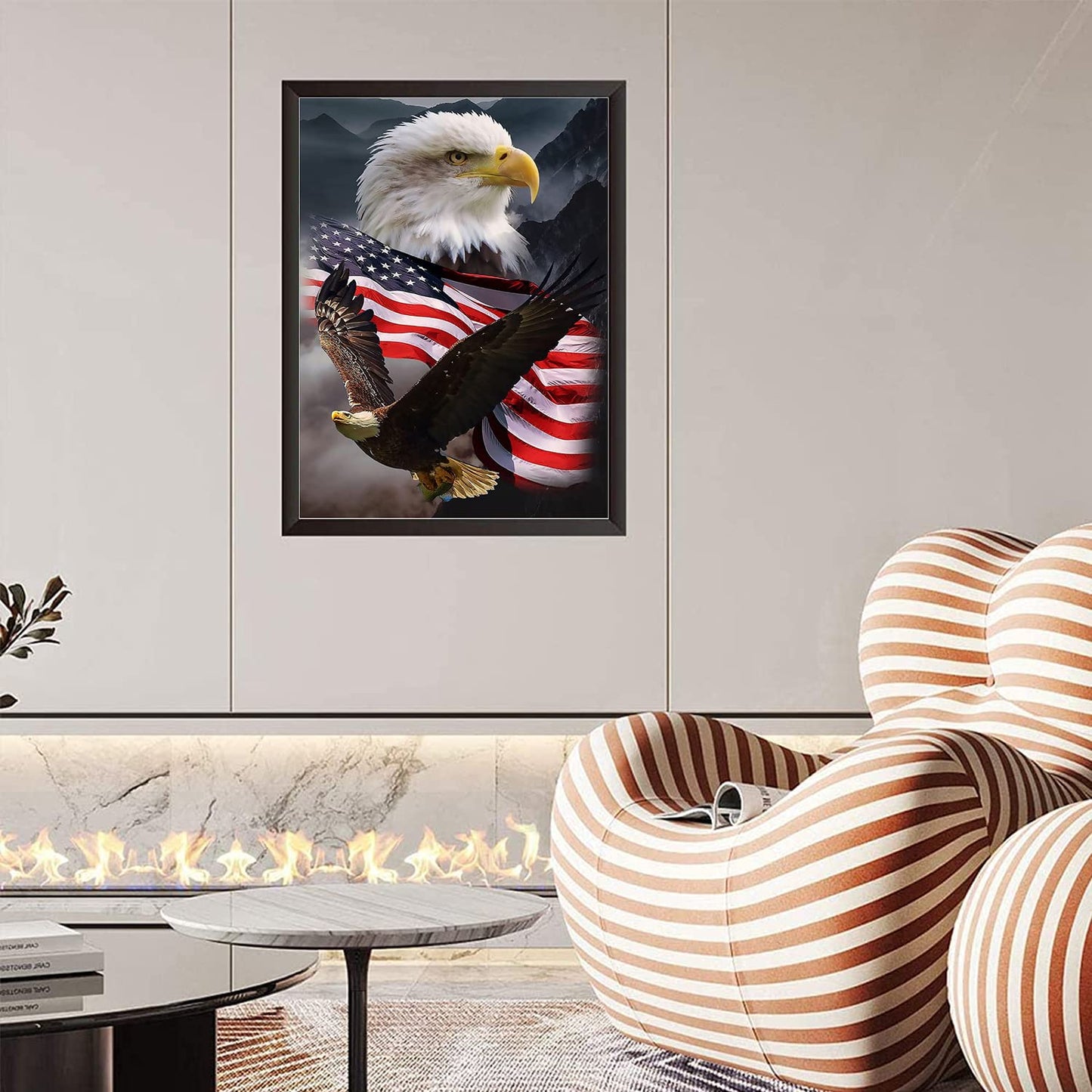 KTHOFCY 5D DIY Diamond Painting Kits for Adults Kids Eagle and Flag Full Drill Embroidery Cross Stitch Crystal Rhinestone Paintings Pictures Arts Wall Decor Painting Dots Kits 15.7X11.8 in