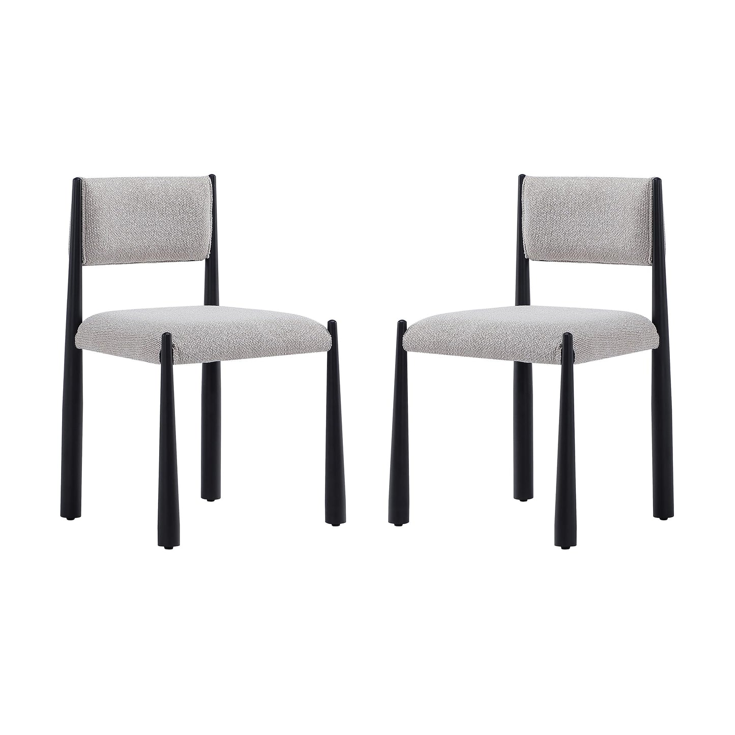 Manhattan Comfort Lennor Dining Chairs Set of 2, Upholstered in Boucle Fabric, Side Seating with Metal Frame, Mid Century Modern Accent, Fully Assembled Furniture, Champagne