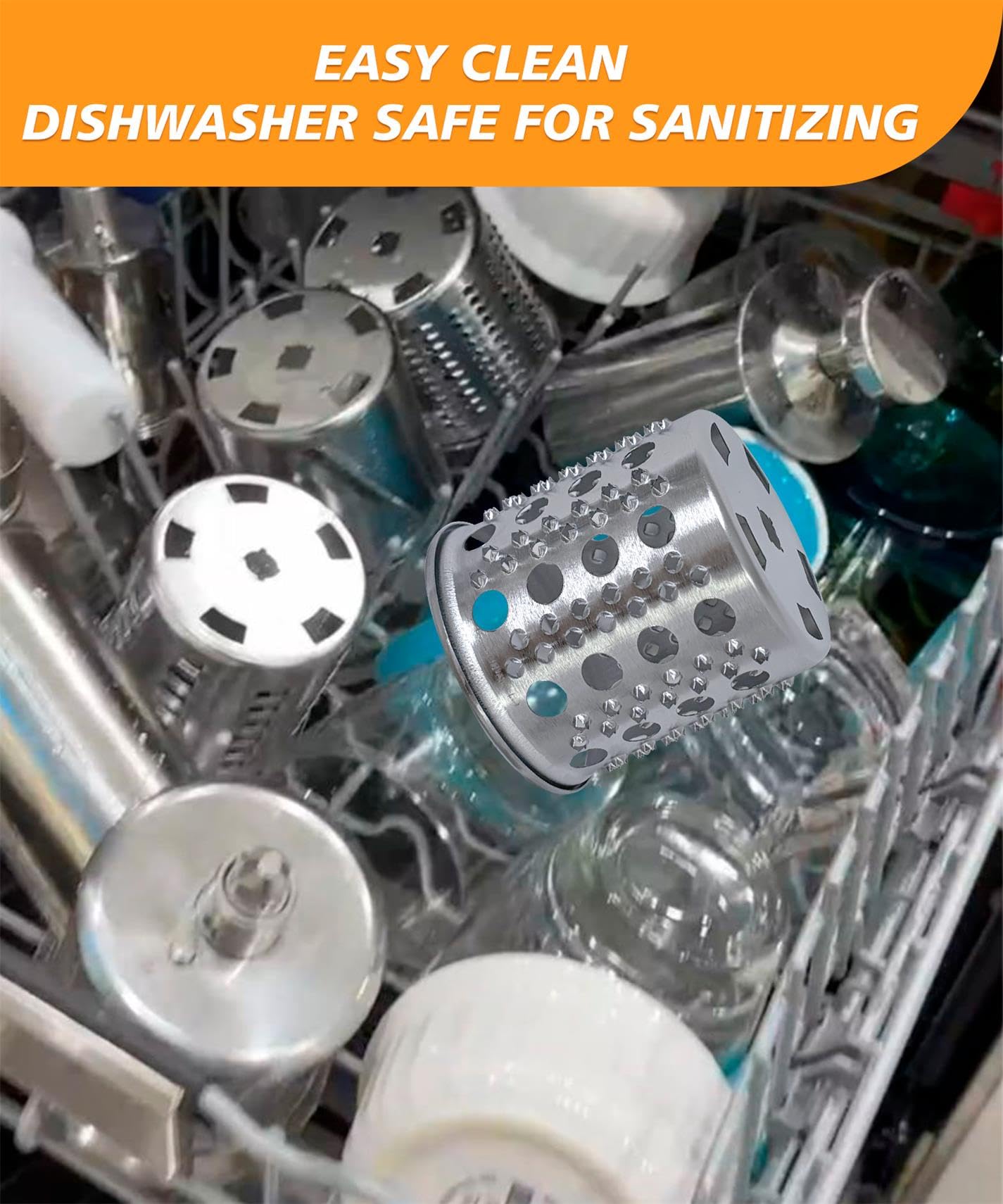 FavorKit Stainless Steel Salad Maker Attachment for KitchenAid Mixers, Large Slicer Shredder & Cheese Grater Accessories with 4 Blades,Dishwasher Safe