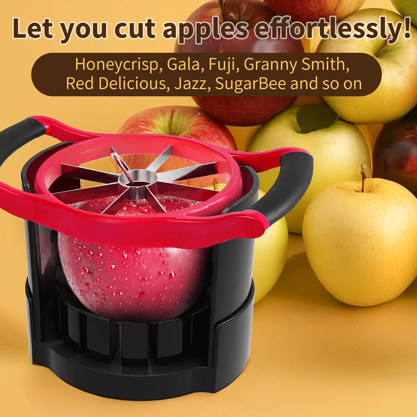Newness 5.12 Inch Large Apple Slicer, Cut 8 Slices All the Way Through, HEAVY - DUTY Stainless Steel Apple Corer & Slicer for Fruits & Vegetables - Dishwasher Safe