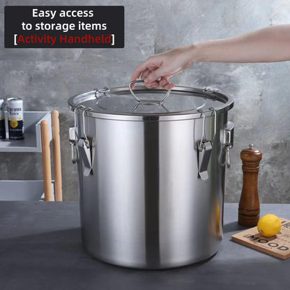 Verdeho 304 stainless steel food storage containers with lids lock clips airtight container large airtight for rice flour sugar grain coffee bean storage containers Kitchen jar (3.17gal/12L)