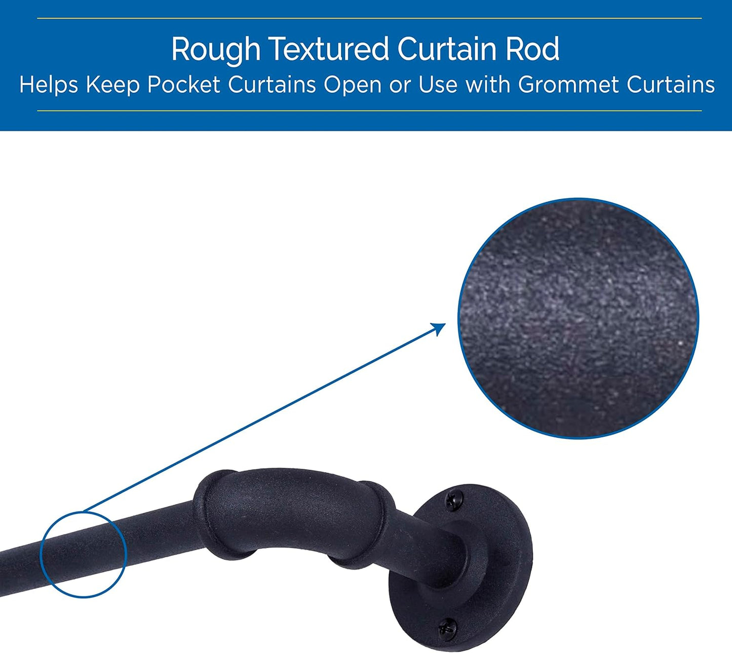 Sun Zero SN47073 Bronn Industrial Pipe Blackout Wrap Around Curtain Rod, 36-66" Adjustable Length