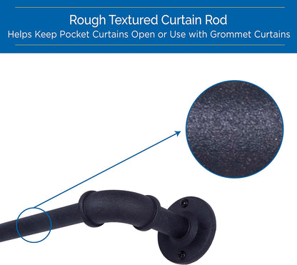 Sun Zero SN47073 Bronn Industrial Pipe Blackout Wrap Around Curtain Rod, 36-66" Adjustable Length