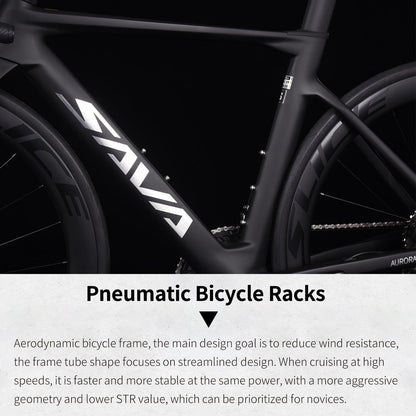 SAVADECK Carbon Road Bike, Lightweight 24-Speed Shifting Road Bicycle with Shimano 105 Di2 7170 Groupset, Carbon Frame with 700C Carbon Wheelset Disc Brake, Integrated Design Race Bikes for Adults