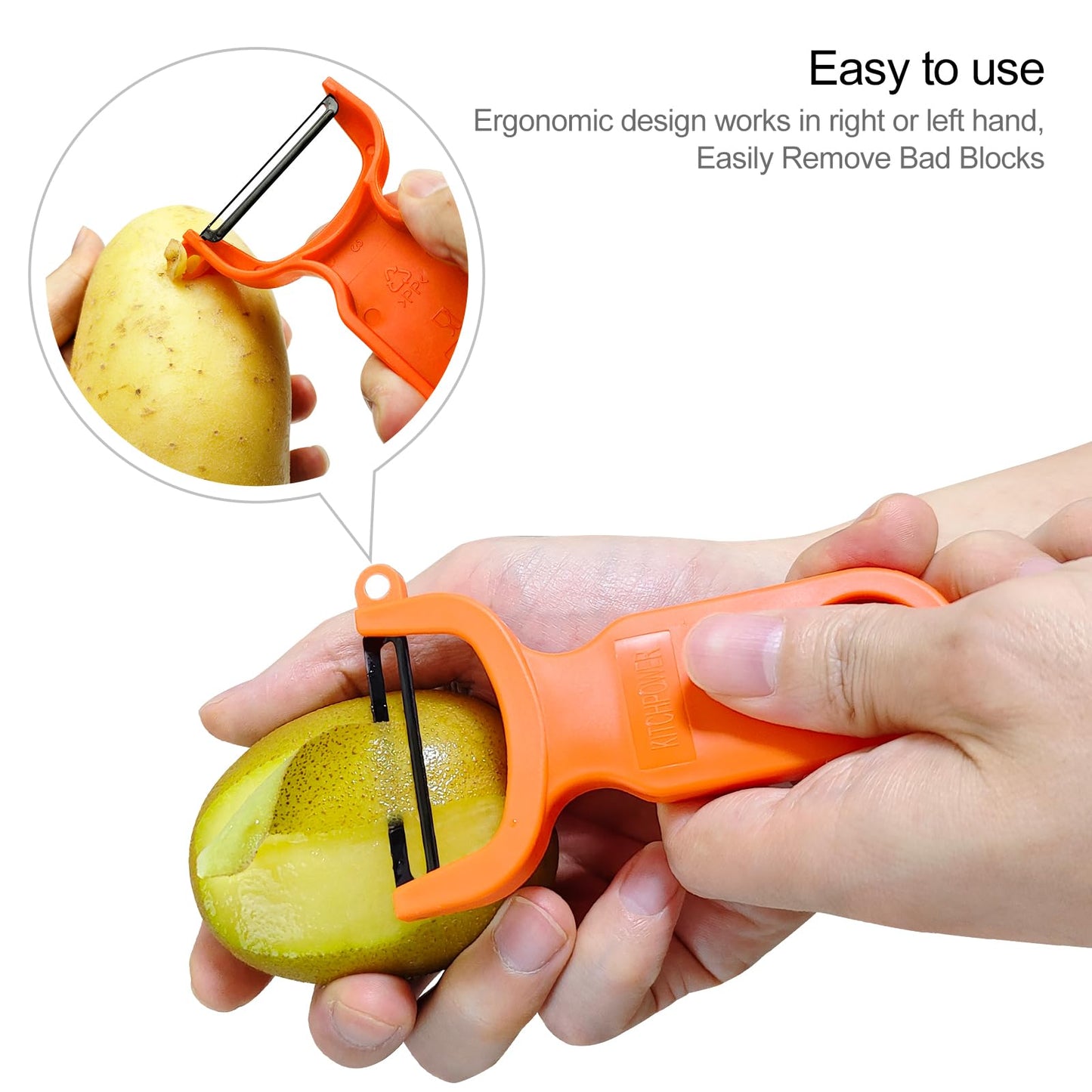 Original Vegetable Peeler, Potato Peelers for kitchen Carbon Steel Blade 3-Pack Orange/Blue/Yellow