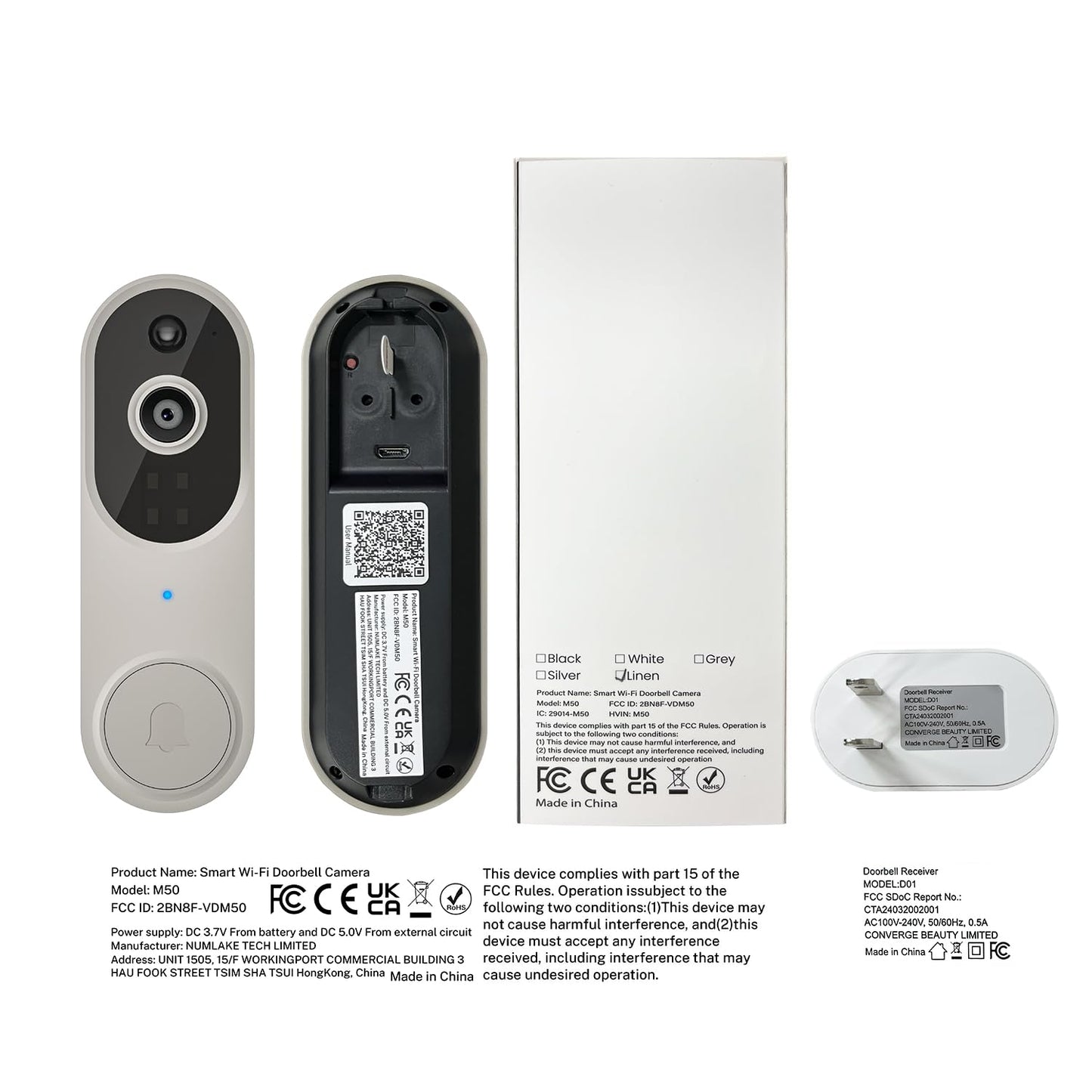 Orbitell Wireless Wi-Fi Video Doorbell Camera with Two Way Audio, AI Motion Detection, Night Vision and Cloud Storage, 2.4G Wi-Fi only