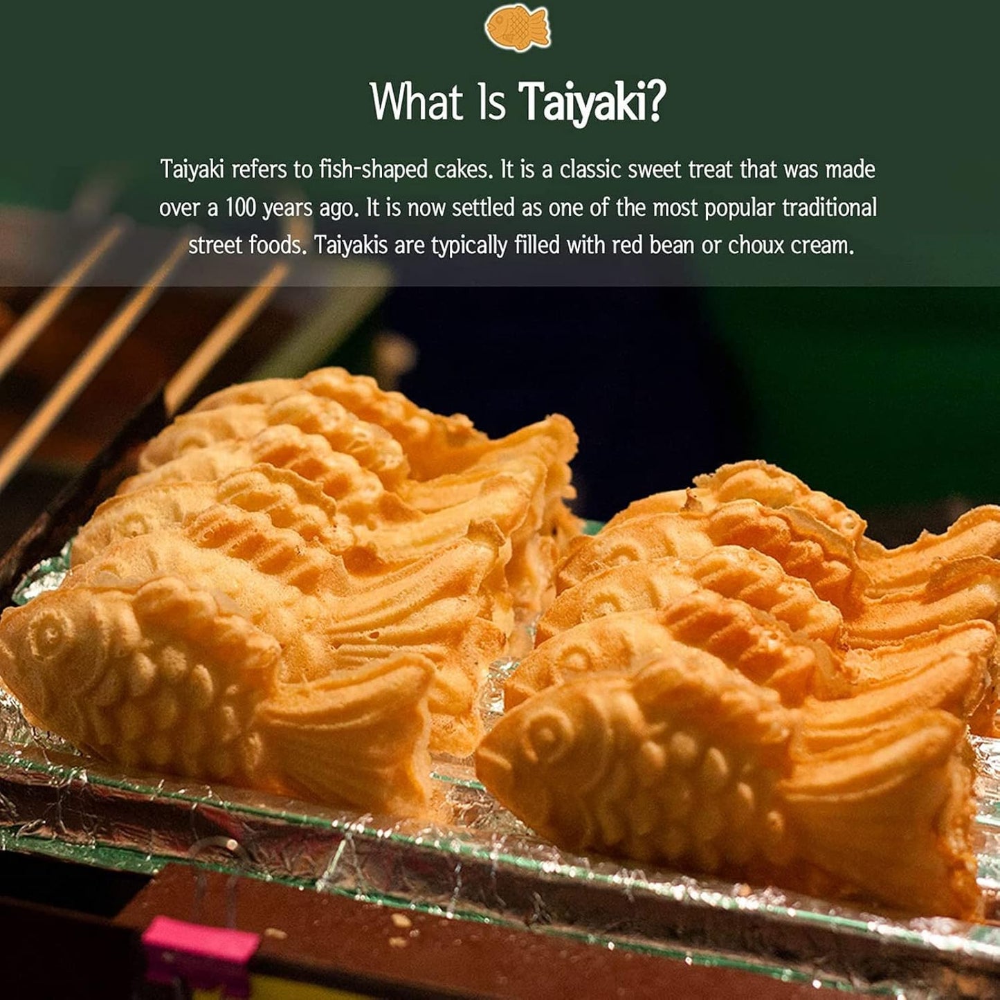 Luqeeg Taiyaki Pan, Japanese Non Stick Fish Shaped Pancake Baking Pan for Home Cooking Party Dessert