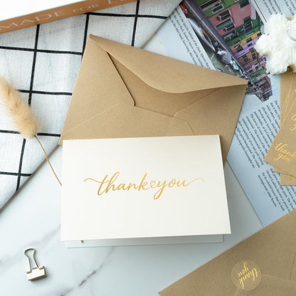 JIXZEN 40 Pack Gilding Thank You Cards with Envelopes & Matching Stickers, Thank You Notes for Wedding, Business, Baby Shower, Small Business, Graduation