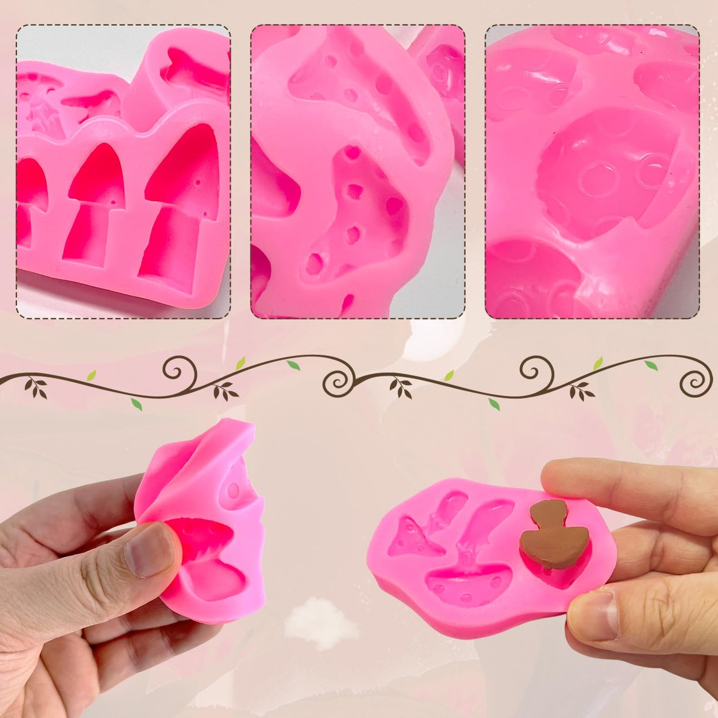 Mushroom Chocolate Molds, Mushroom Shaped Silicone Molds, Cute Candy Vegetable Fondant Molds, Cake Candy Chocolate Polymer Clay, Gummy, Crafting Projects Cupcake Topper Decor