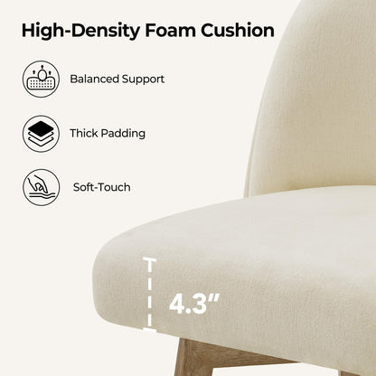 CHITA Modern Swivel Counter Height Bar Stools Set of 2, 26" Upholstered Counter Stools, Solid Wood Legs, Comfortable Cushioned Seat, Cream Fabric