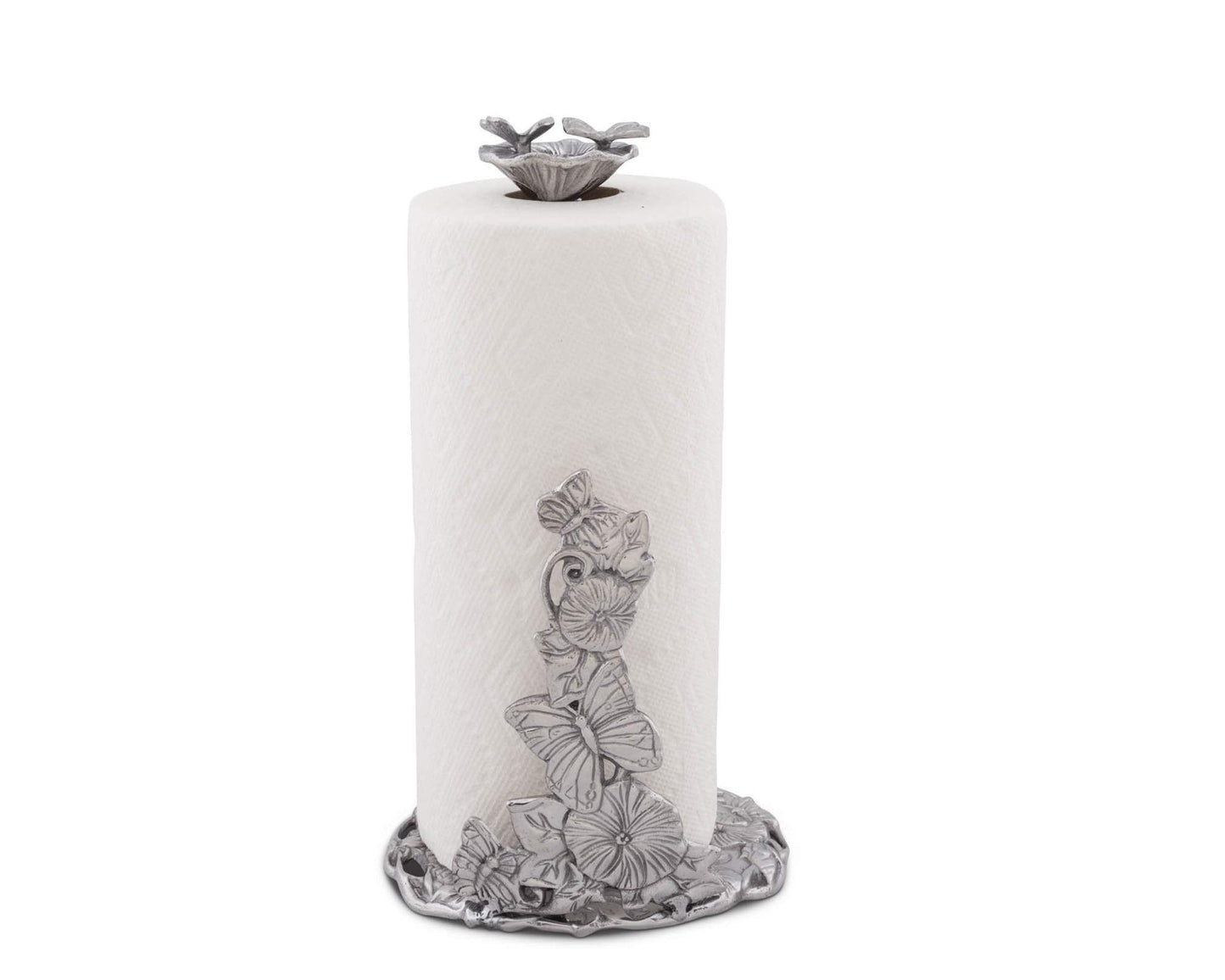Arthur Court Aluminum Butterfly Garden Decorative Paper Towel Holder Metal Countertop 13 Inch Standing Tall - Freestanding Weighted Base Paper Towel Holders
